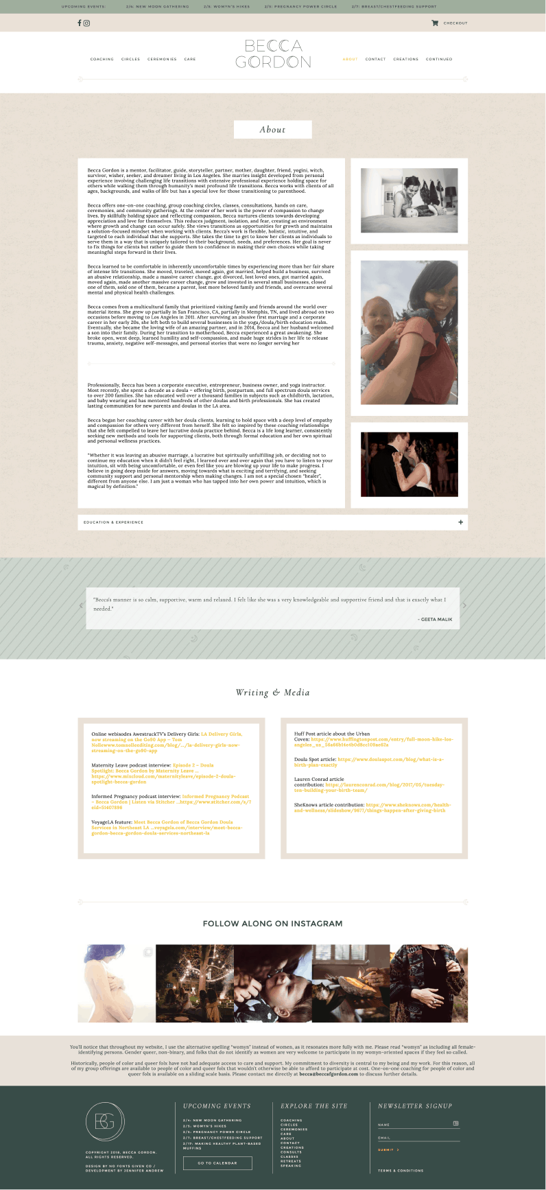 Becca Gordon Website Interior 2 | Lindsay Goldner @ No Fonts Given Co