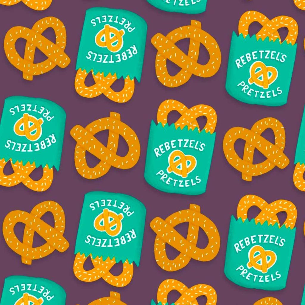 Rebetzels Pretzels Crazy Ex Girlfriend Illustration Pattern | Lindsay Goldner - No Fonts Given Co