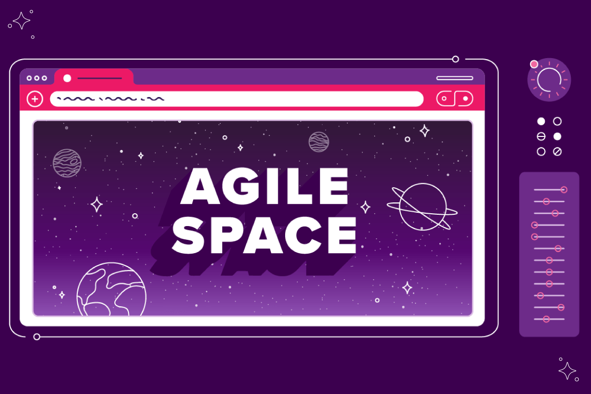 Preview image of the Mural Agile Space marketing landing page, designed to mimic the dashboard of a (fictional) spaceship